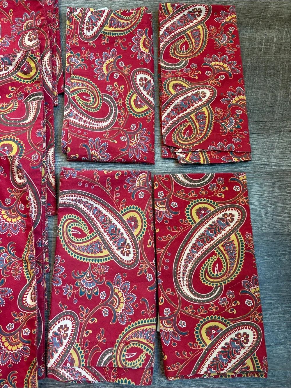 Pottery Barn Mira Anibel Red Paisley 8 Placemats & 4 Napkins Cotton